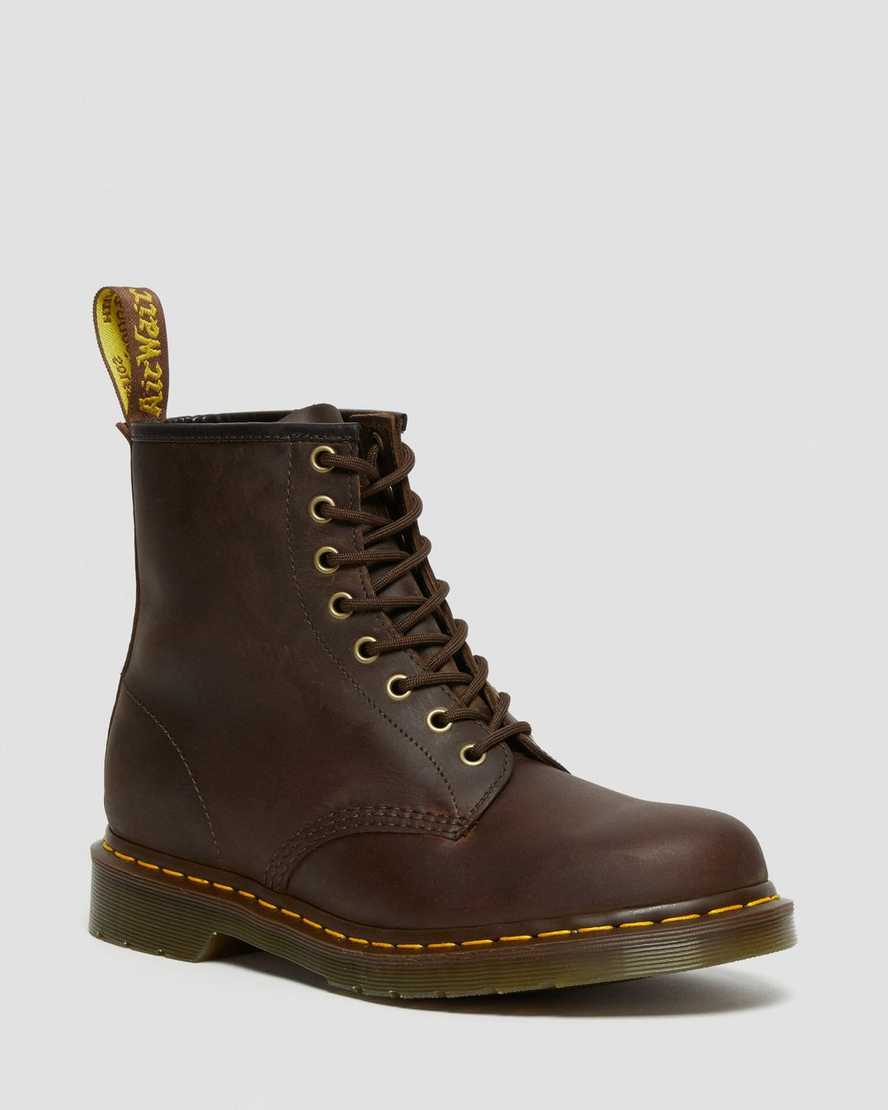 Dr. Martens 1460 Crazy Horse Lær Snørestøvler Dame Mørke Brune [5903FGZQE]